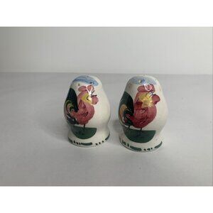 Vintage Salt Pepper Shaker Set Chicken Rooster Porcelain Hand Painted Italy